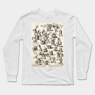 HIERONYMUS BOSCH BESTIARY Black White Fantasy Figures,Monsters and Animals Long Sleeve T-Shirt